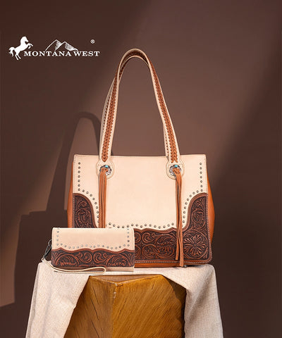 Montana West Tooled Concealed Carry Tote Set