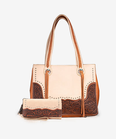 Montana West Tooled Concealed Carry Tote Set