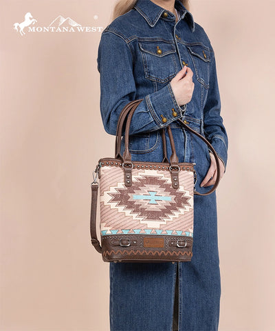 Montana West Aztec Embroidered Concealed Carry Tote Bag Set