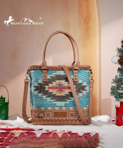 Montana West Aztec Embroidered Concealed Carry Tote Bag Set