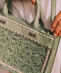 Montana West Floral Tooled Tote Bag Set