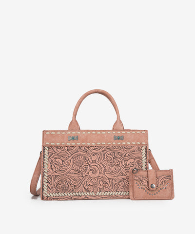 Montana West Floral Tooled Tote Bag Set