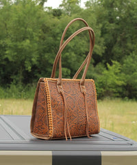 Montana West Floral Tooled Tote Bag