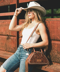 Montana West Hand-Tooled Satchel