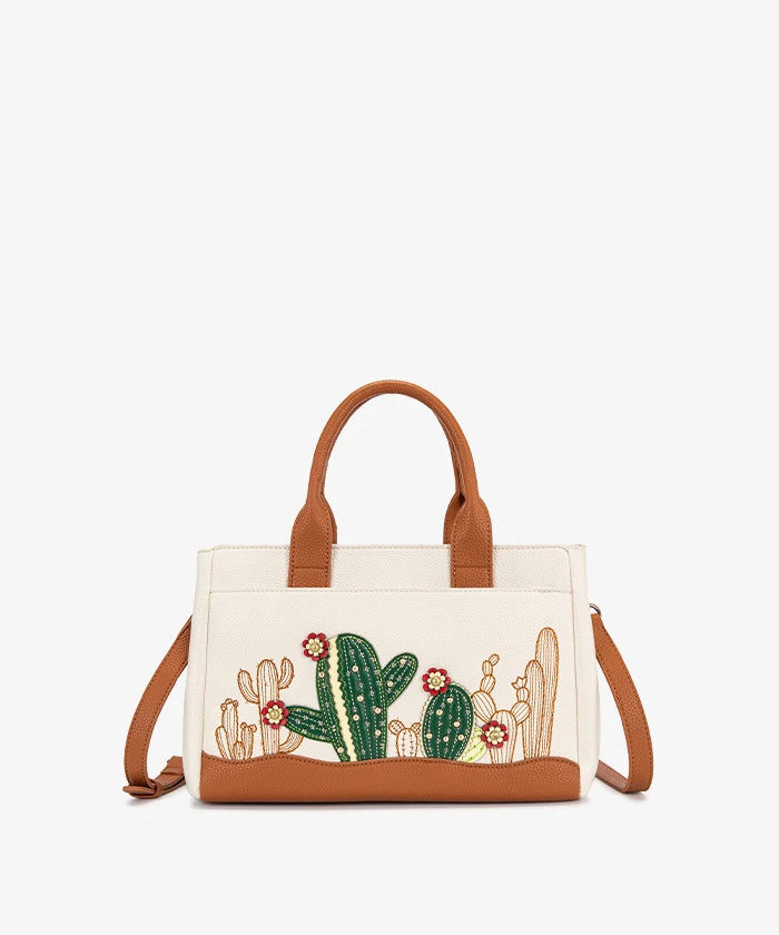 Montana West Cactus Embroidered Top Handle Tote in BG
