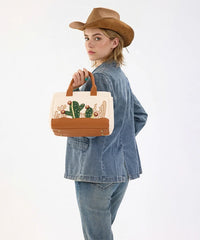 Montana West Cactus Embroidered Top Handle Tote in BG