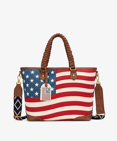 Montana West Vintage American Flag Tote Bag in Red
