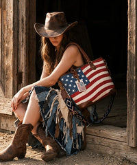 Montana West Vintage American Flag Tote Bag