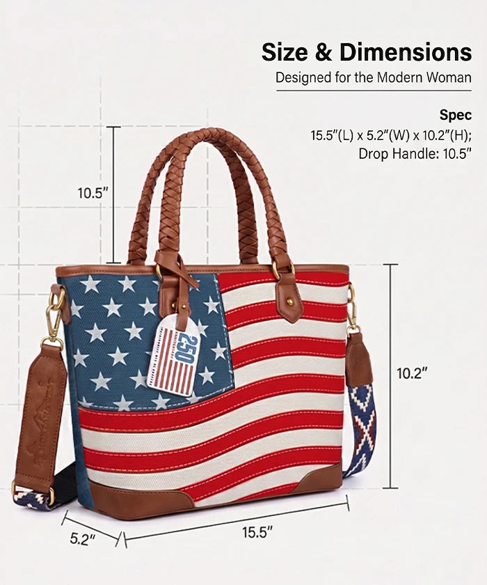Montana West Vintage American Flag Tote Bag in Red