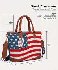 Montana West Vintage American Flag Tote Bag in Red