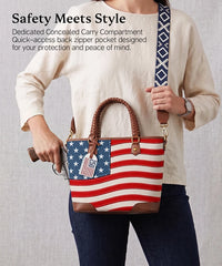 Montana West Vintage American Flag Tote Bag in Red