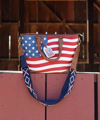 Montana West Vintage American Flag Tote Bag