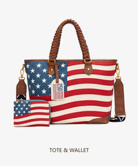 Montana West Vintage American Flag Tote Bag Set