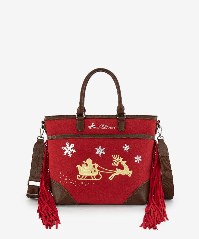 Montana West Christmas Tote Bag – Santa’s Sleigh Edition (Gift Wrapped)