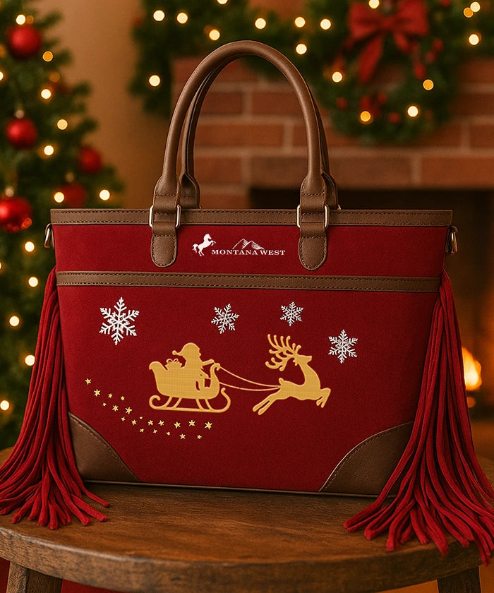 Montana West Western Cheer Tote – Santa's Sleigh Edition(Gift Wrapped)
