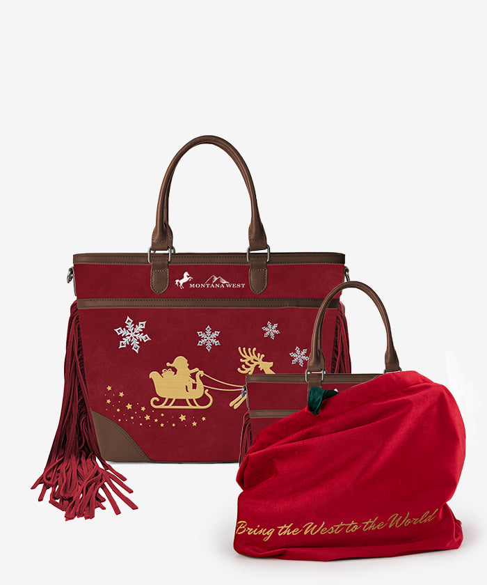 Montana West Western Cheer Tote – Santa's Sleigh Edition(Gift Wrapped)