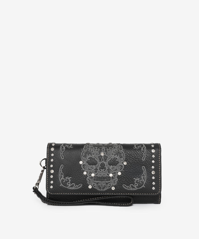 Montana West Embroidered Sugar Skull Wallet