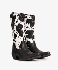 Women’s Cow Print Pointed Toe Boots