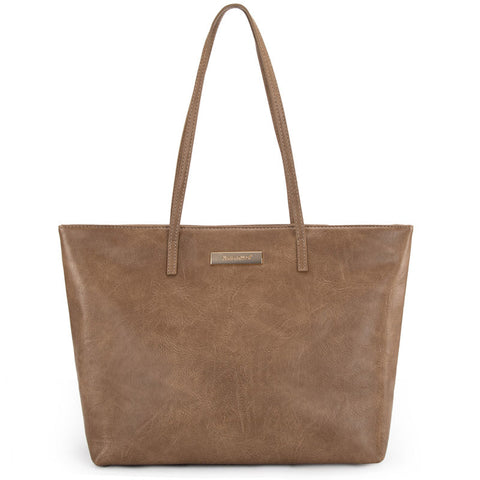 Montana West Full Grain Leather Wide Tote Bag