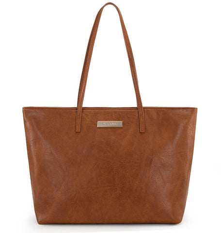 Montana West Full Grain Leather Wide Tote Bag