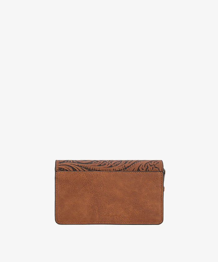 Montana West Floral Tooled Leather Crossbody in Brown