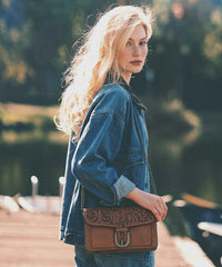Montana West Floral Tooled Leather Crossbody