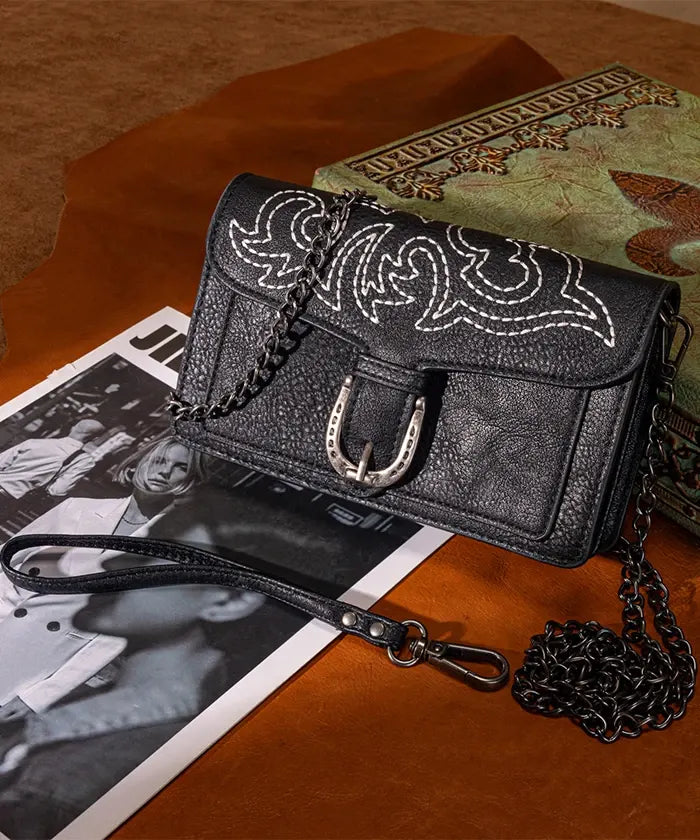 Montana West Stitch Crossbody Bag in Black