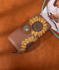 Montana West Vintage Sunflower Zipper Wallet