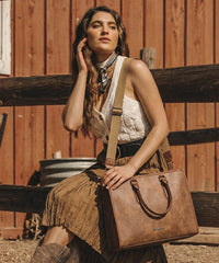 Montana West Vintage Classic Laptop Tote Bag