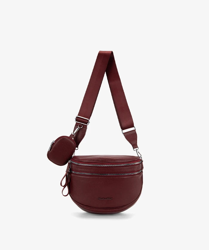 Montana West Dual Zipper Bum Bag in Burgundy
