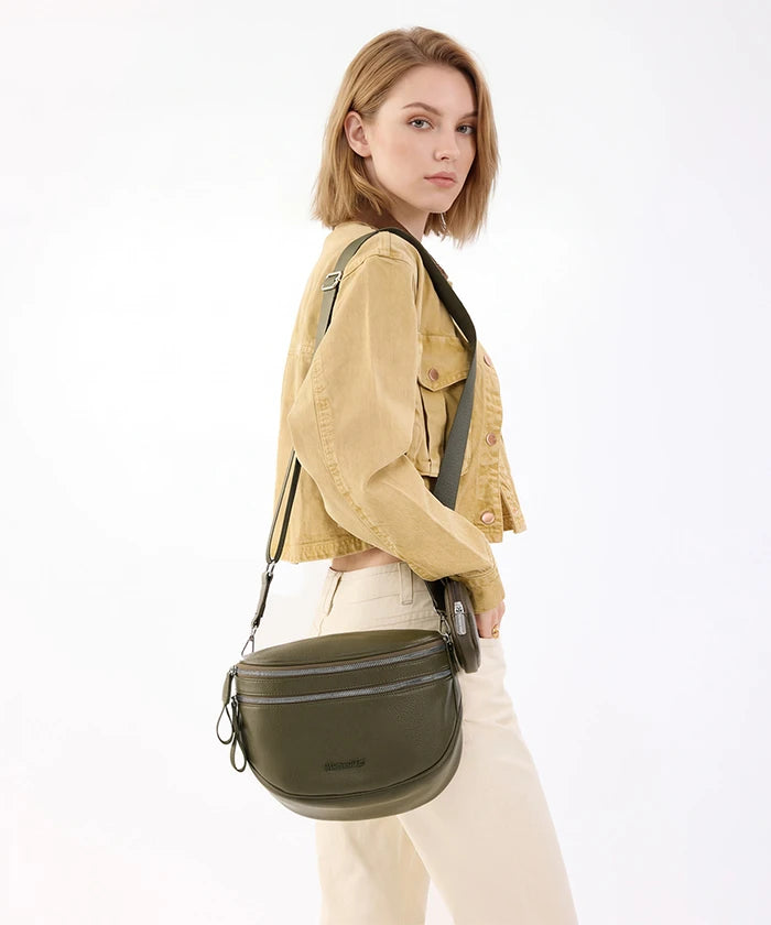 Montana West Dual Zipper Bum Bag in Green