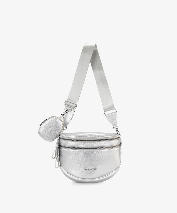 Montana West Dual Zipper Bum Bag in Silver