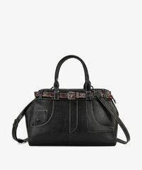 Montana West Leopard Trim Belted Tote in BK