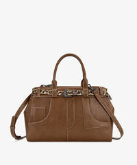 Montana West Leopard Trim Belted Tote in BR