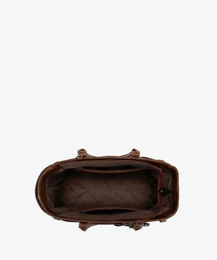 Montana West Leopard Trim Belted Tote in BR