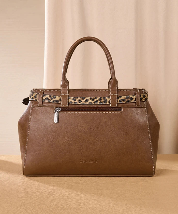 Montana West Leopard Trim Belted Tote in BR