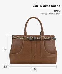 Montana West Leopard Trim Belted Tote