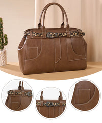 Montana West Leopard Trim Belted Tote
