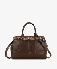 Montana West Leopard Trim Belted Tote in CF