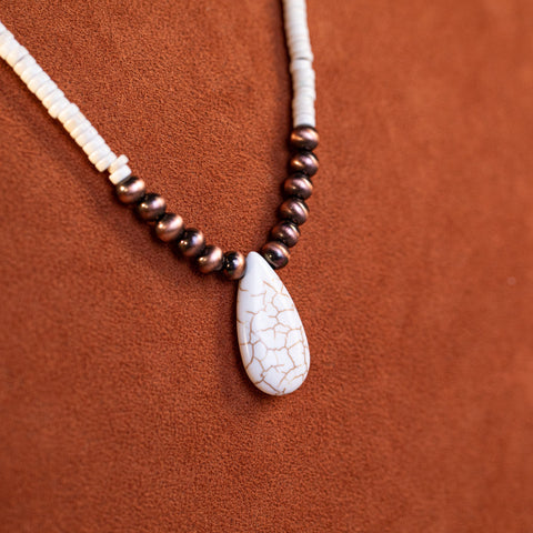 Rustic Couture's  Beaded Tear Drop  Pendant Necklace