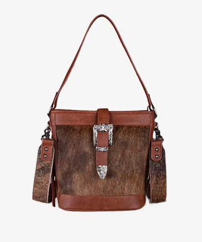 Montana West Buckle Cowhide Tote - Montana West World