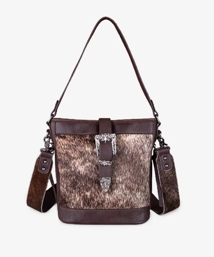 Montana West Buckle Cowhide Tote - Montana West World