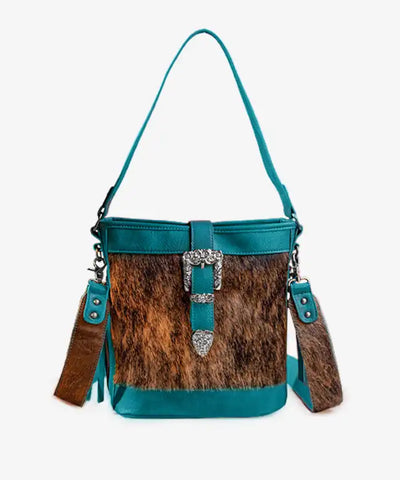 Montana West Buckle Cowhide Tote - Montana West World