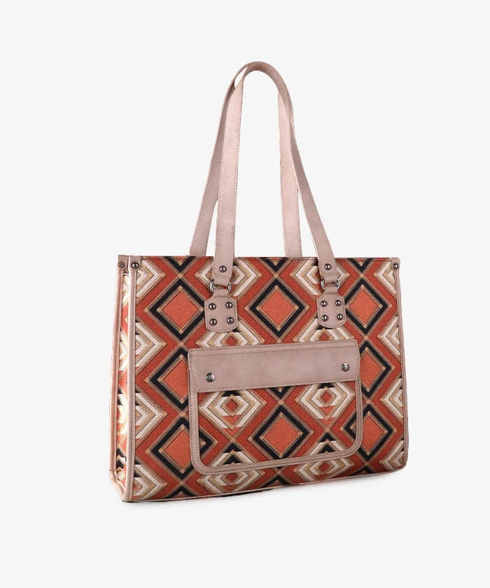 Montana_West_Aztec_Pattern_Concealed_Carry_Wide_Tote_Orange