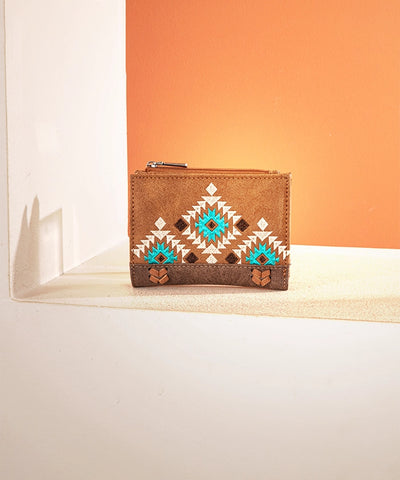 Montana_Aztec_Embroidered_Wallet Brown