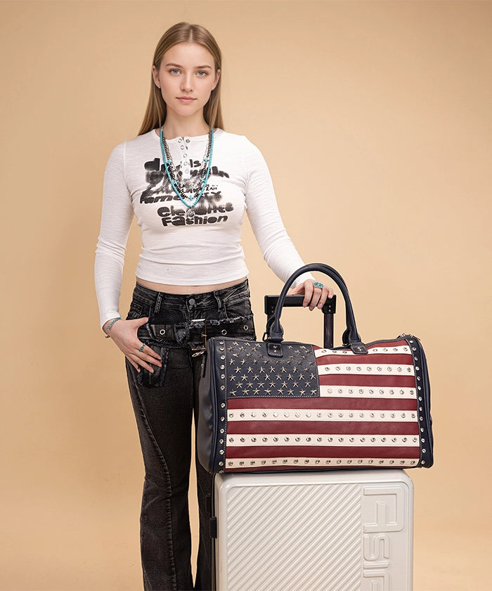 Montana West American Pride Studs Weekender Bag Navy