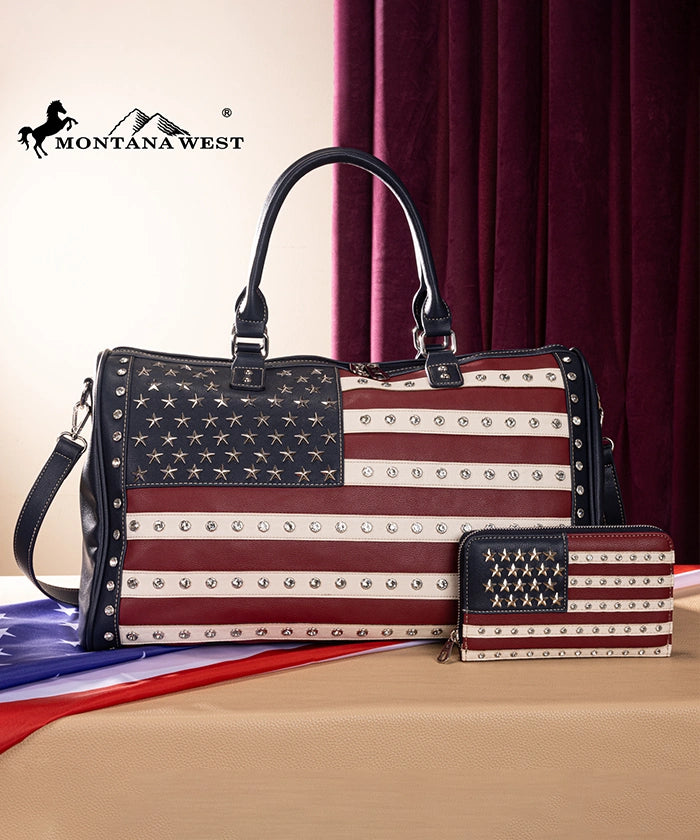 Montana West American Pride Studs Weekender Bag Navy