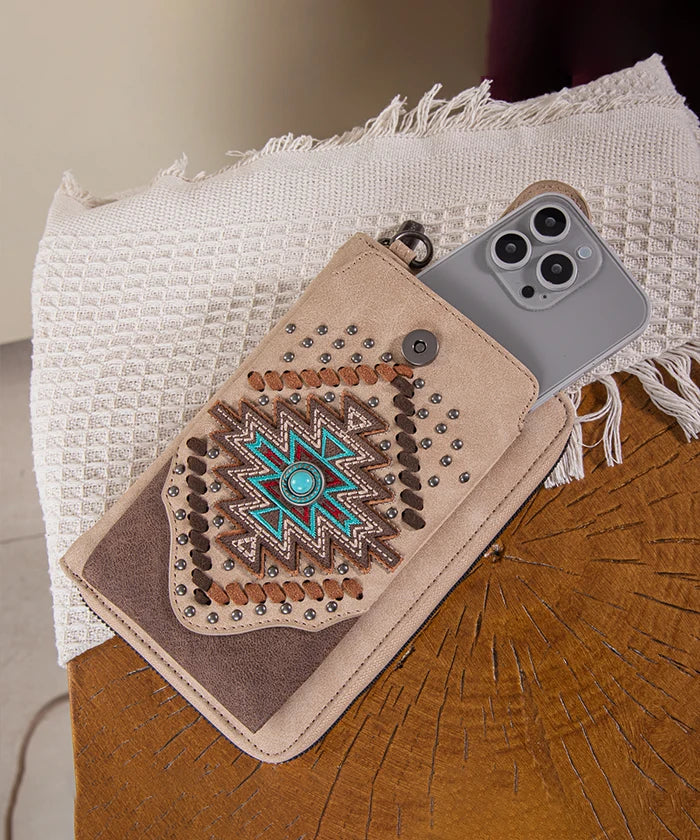 Montana West Aztec Concho Phone Case Tan