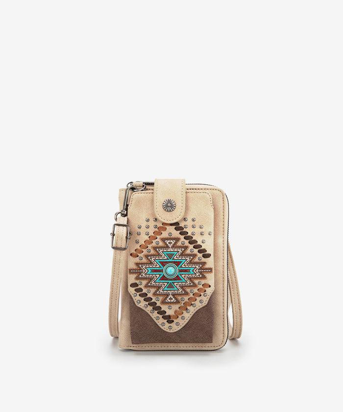 Montana West Aztec Concho Phone Case Tan