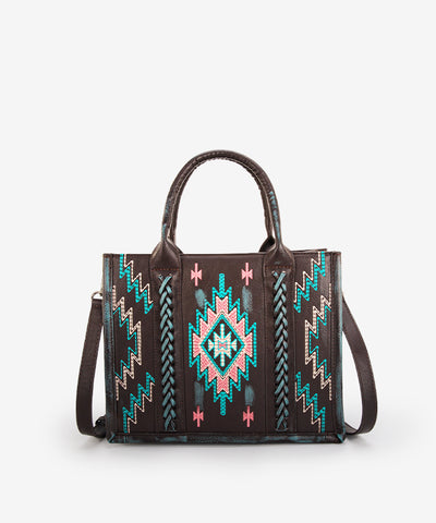 Montana West Aztec Embroidered Tote Bag Turquoise